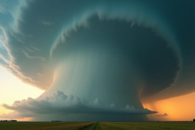 回転する巨大なスーパーセル嵐